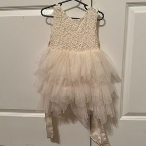 Flower girl dress lot: 2 dresses size 2T and 3T cream eggshell tulle formal